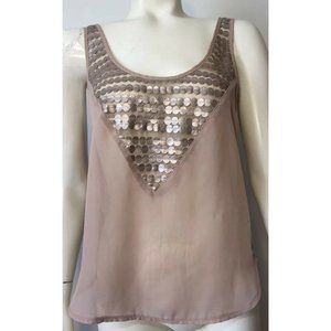 Love Squared Sheer Tank Top Taupe Faux Leather Dot